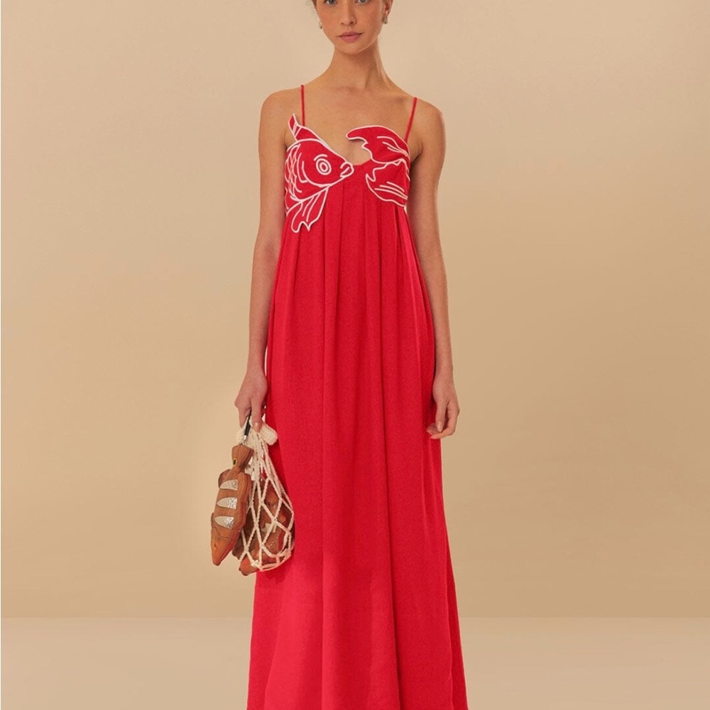 FARM Rio Red Koi Fish Top Maxi Dress